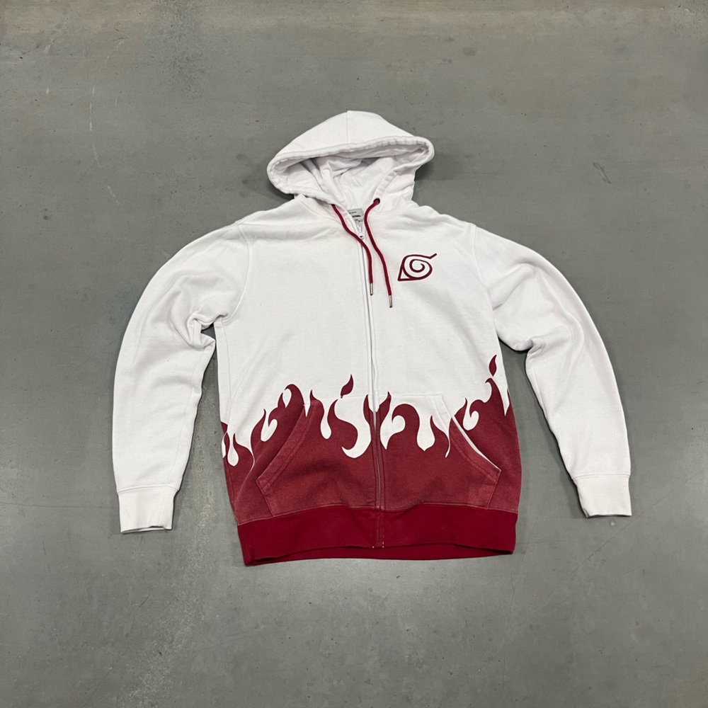 Ripple Junction x Naruto Shippuden Men's Zip Hoodie Anime Hokage Flame Size S